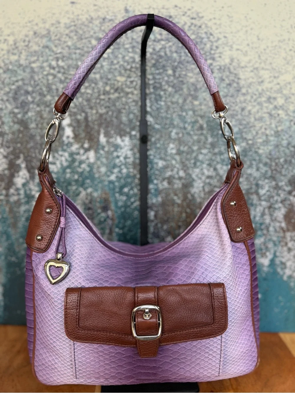 Sharif Studio Vintage Y2K Boho Ombre Python Embossed Leather‎ Hobo Bag GUC